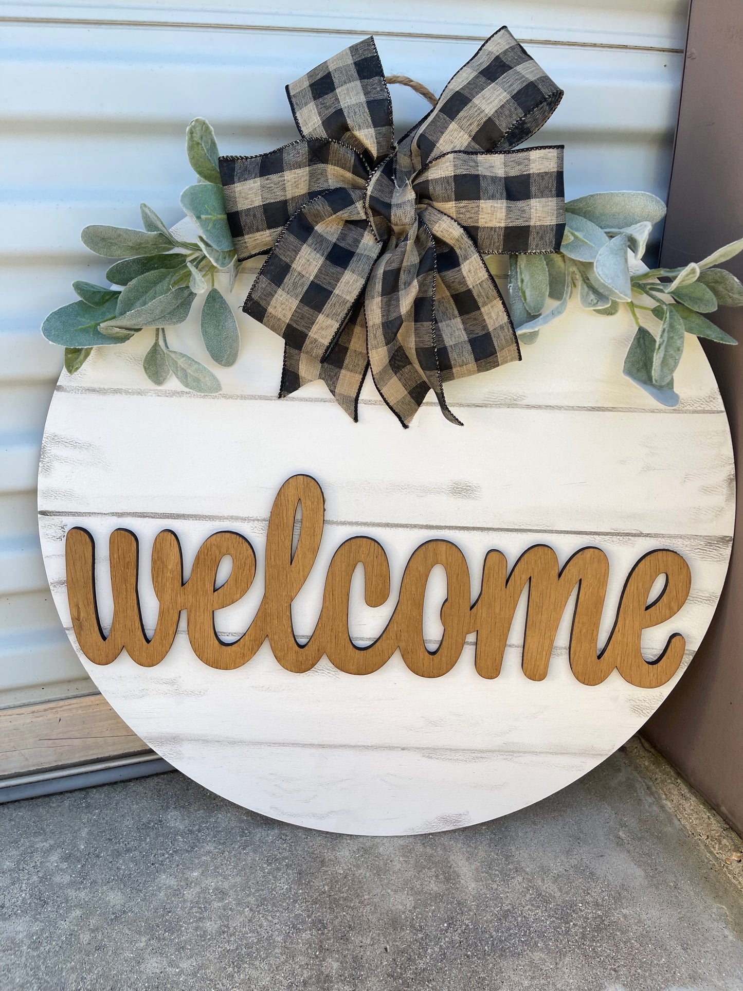 Welcome with Tan&Black Buffalo Plaid image 0