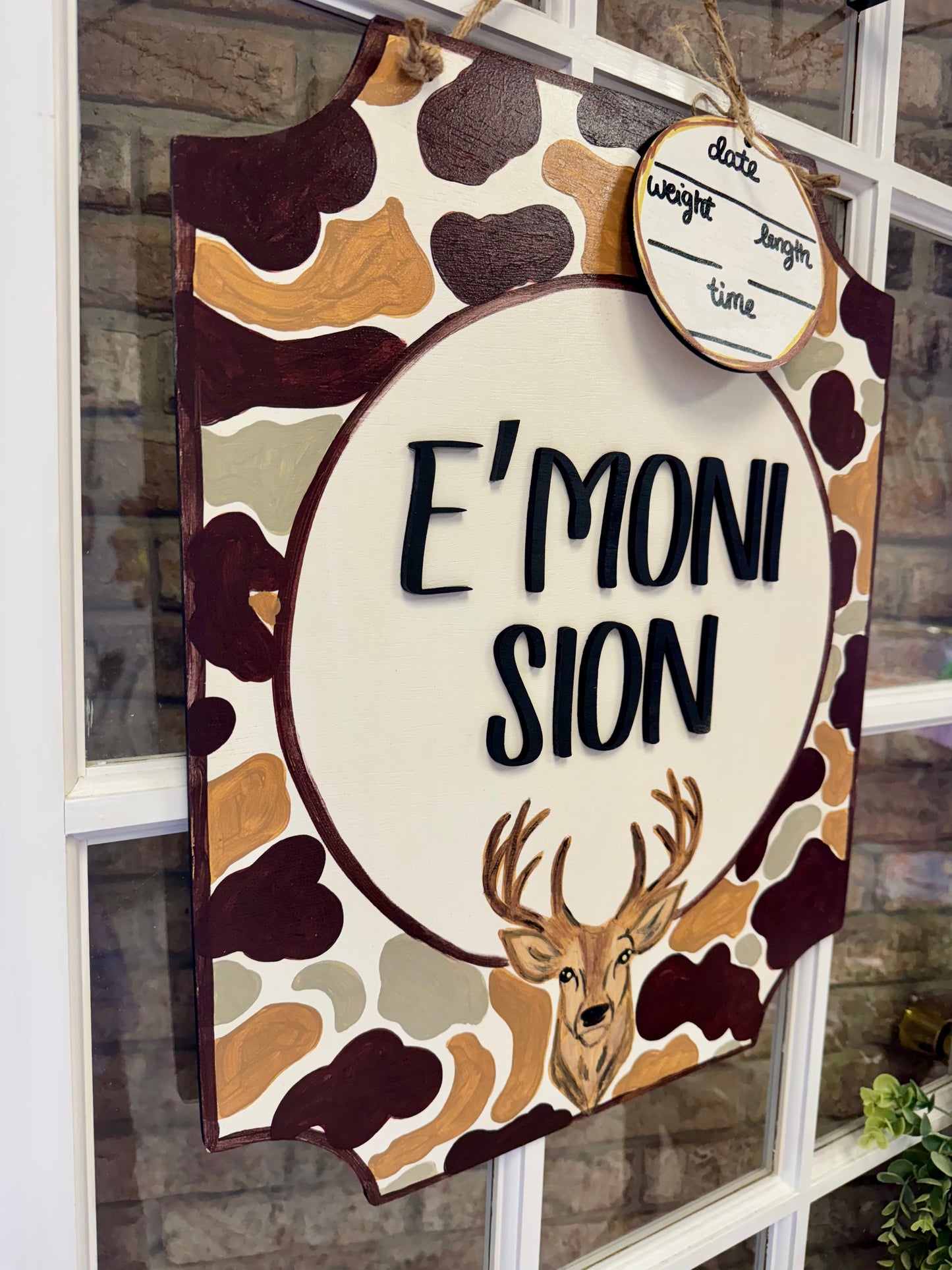 Camo/Deer Themed Hospital Door Hanger