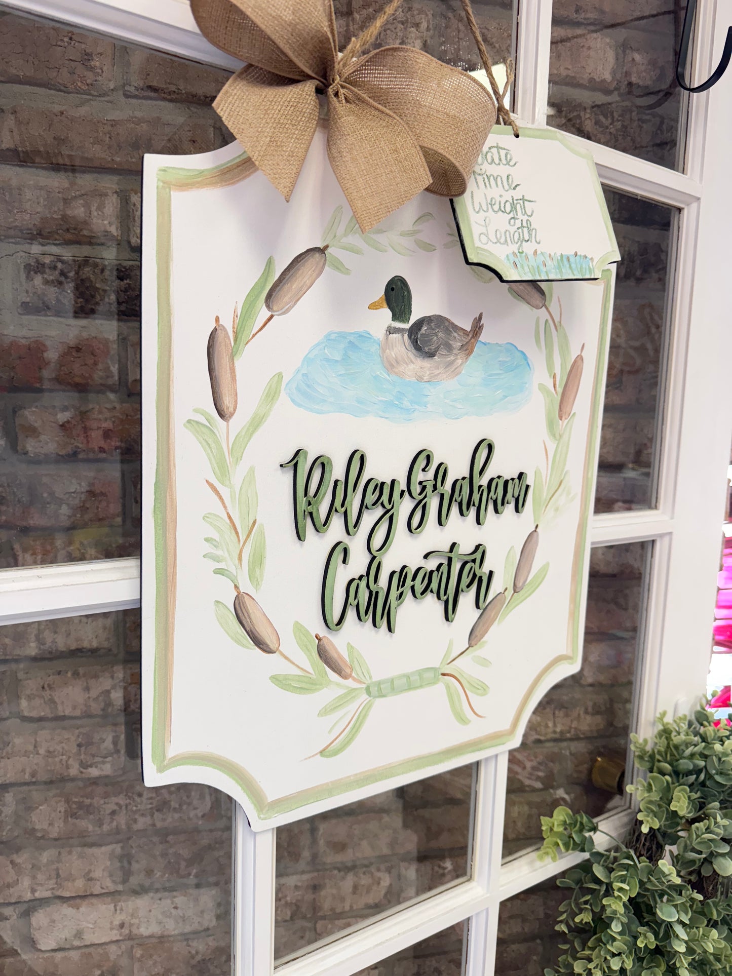 Watercolor Duck Themed Hospital Door Hanger