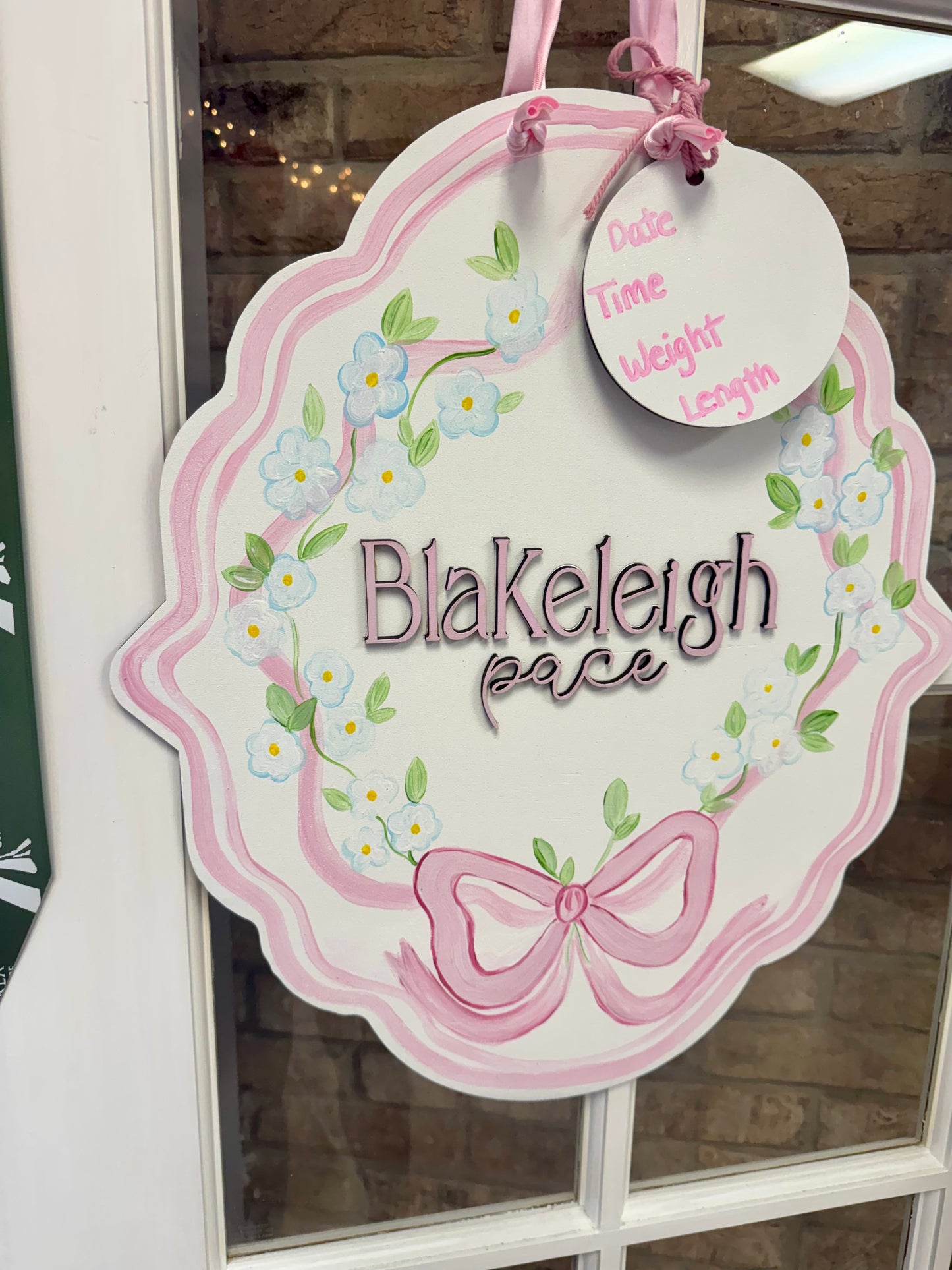 Floral Bow Hospital Door Hanger
