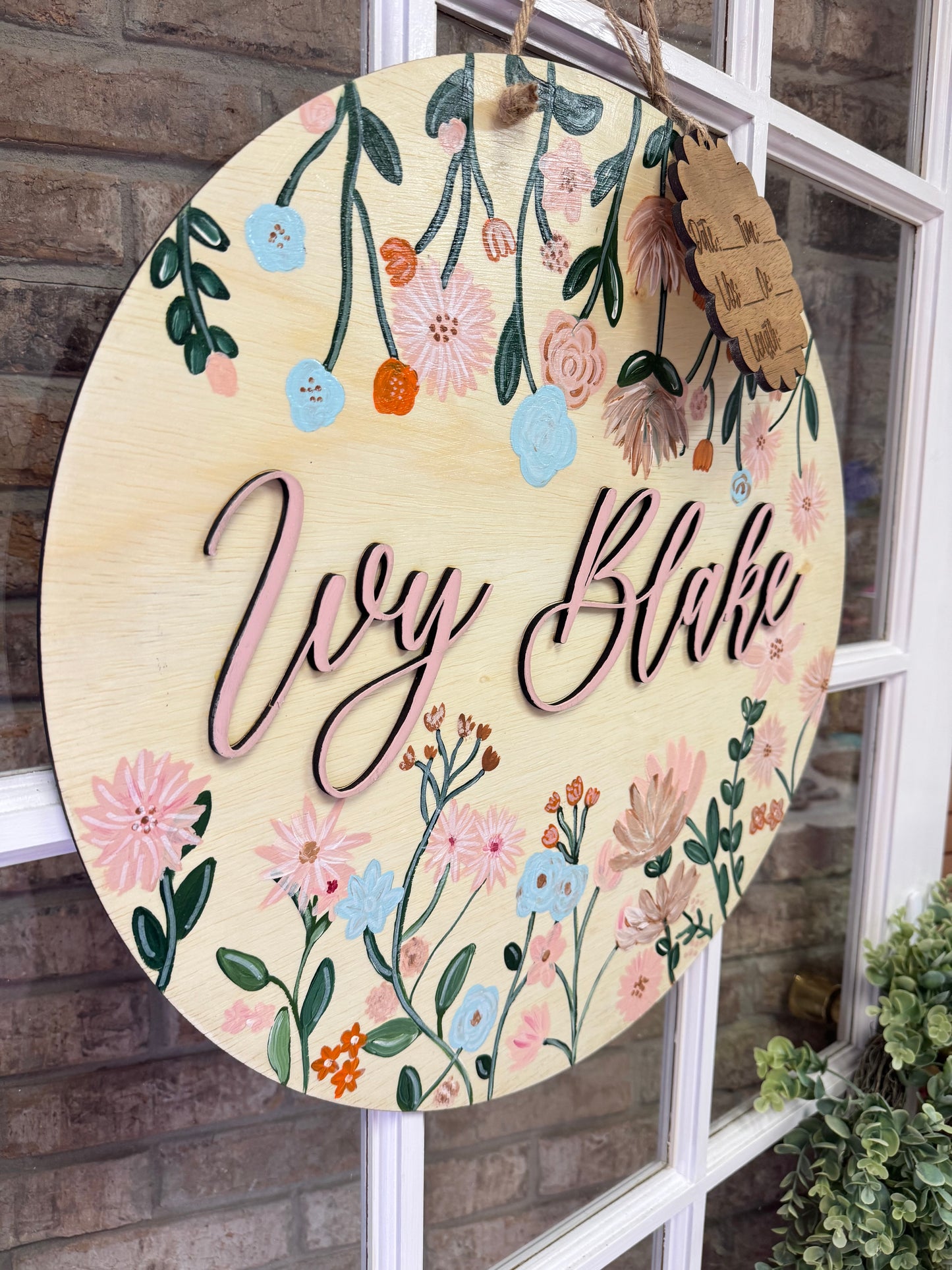 Floral Boho Themed Hospital Door Hanger