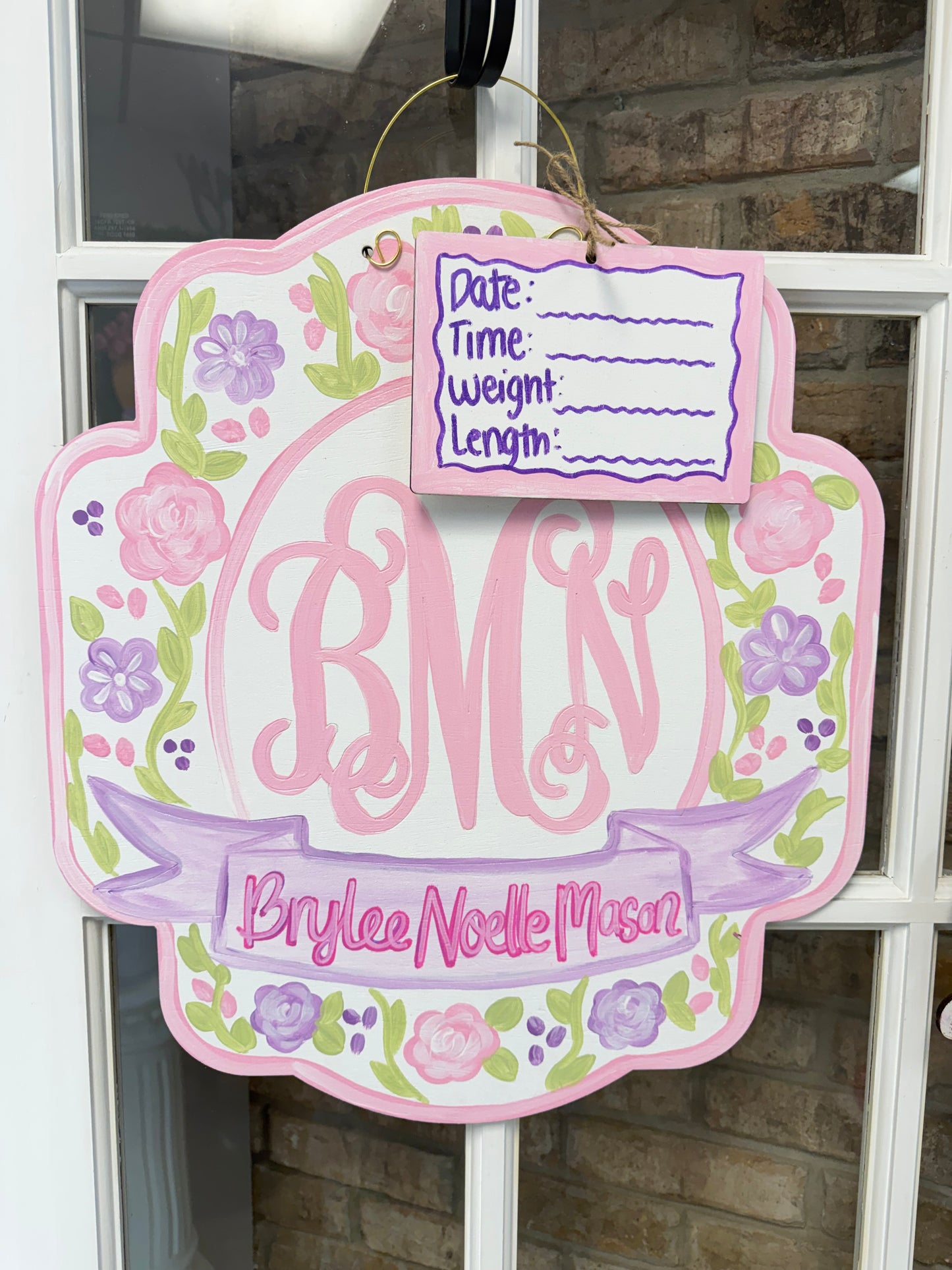 Pink & Purple Floral Door Hanger