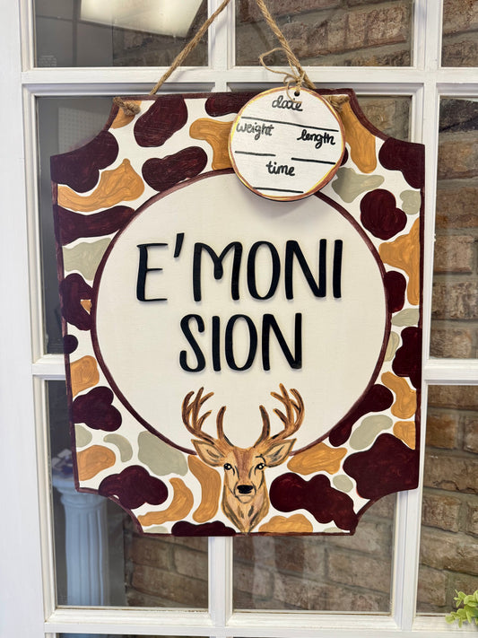 Camo/Deer Themed Hospital Door Hanger