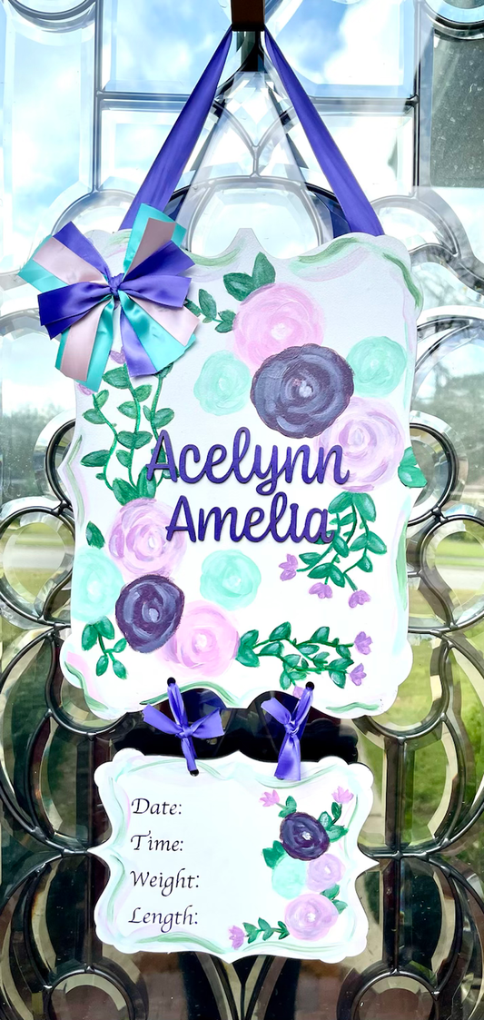 Flower Themed Hospital Door Hanger image 0