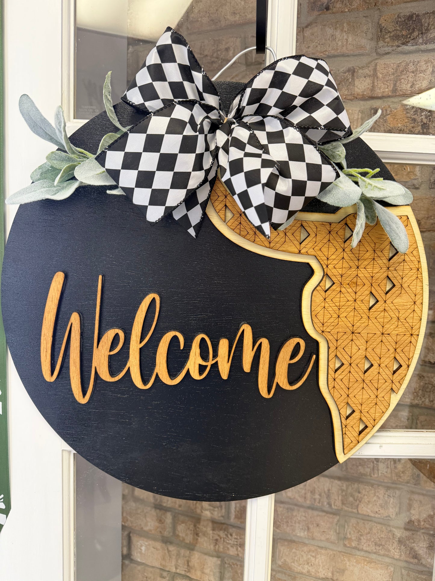 Welcome Aztec Cow Themed Door Hanger