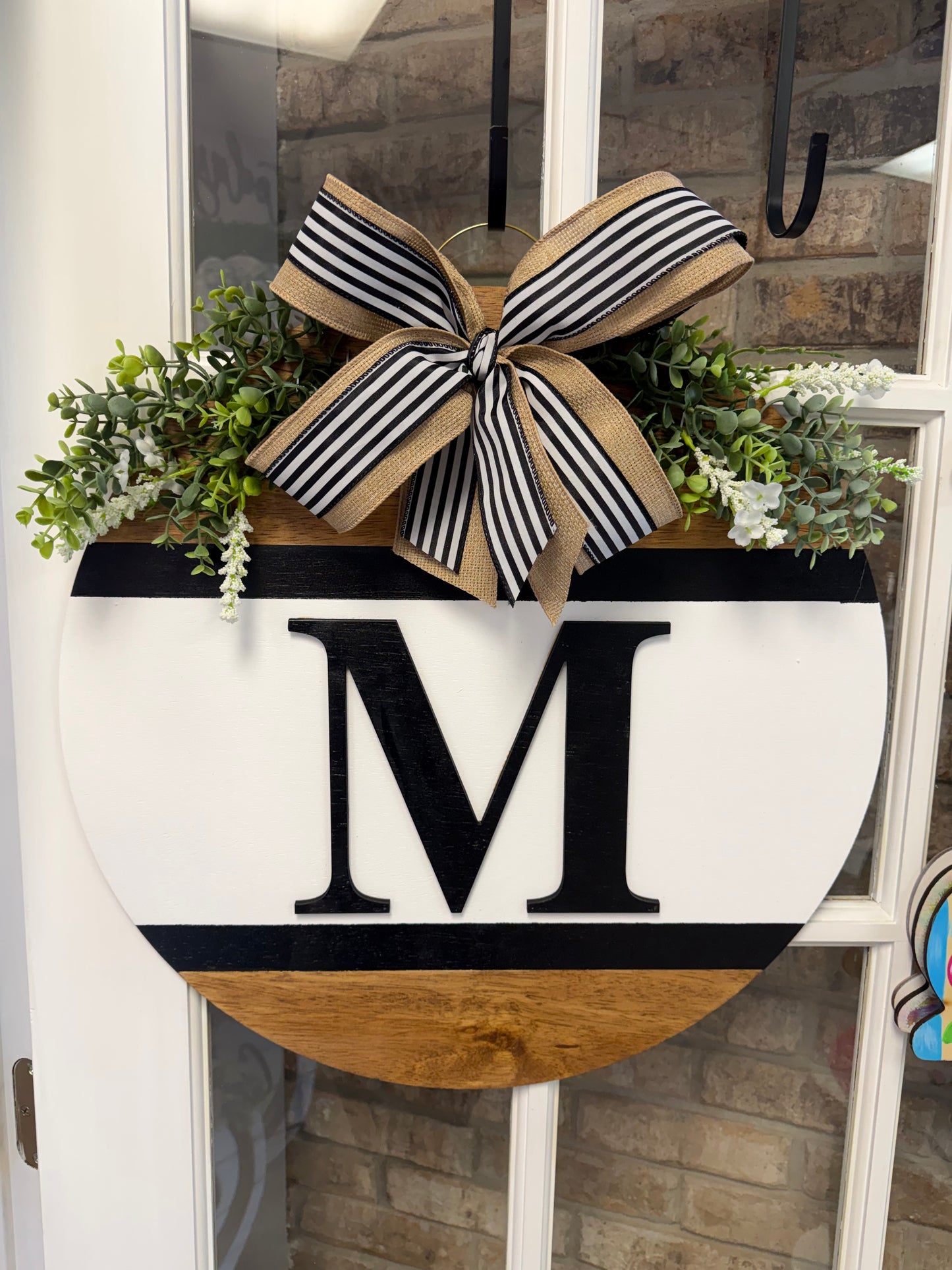 Single Initial B&W Door Hanger