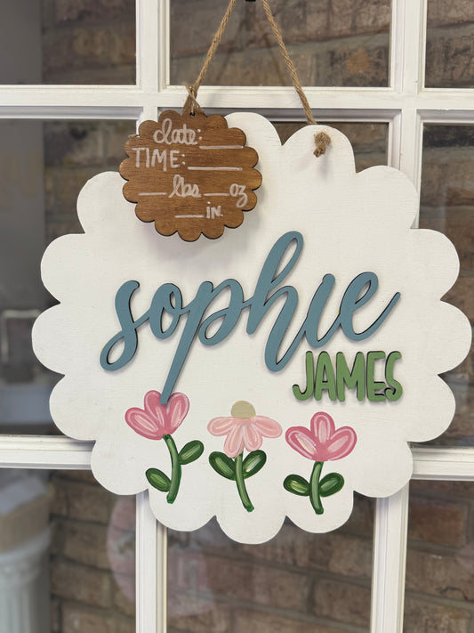 Simple Floral Hospital Door Hanger