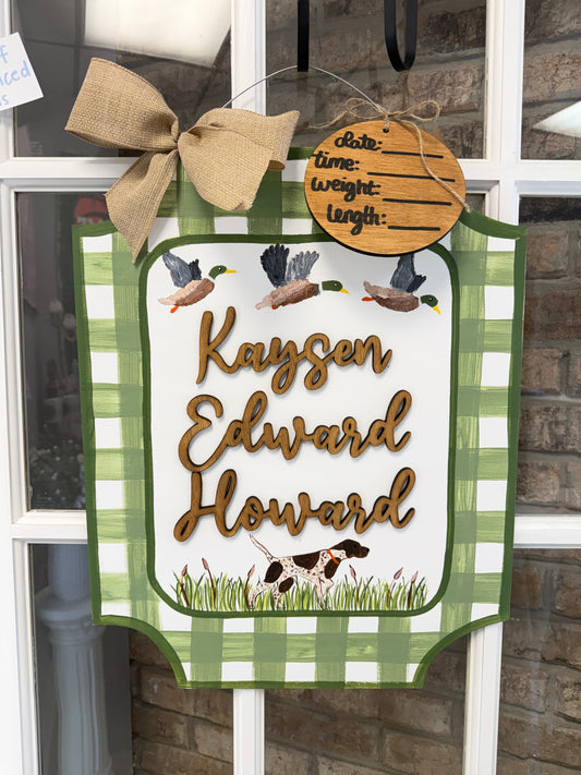 Duck & Bird Dog Themed Hospital Door Hanger