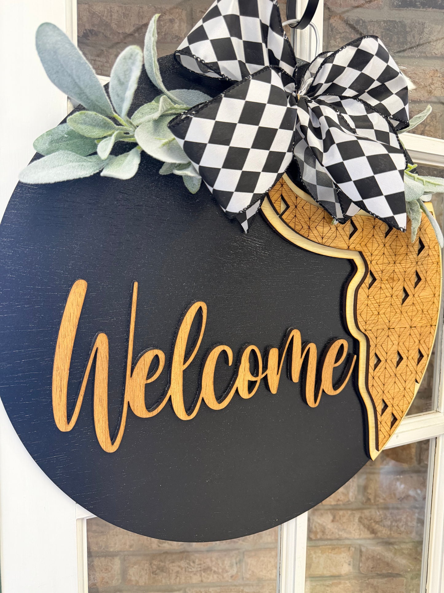 Welcome Aztec Cow Themed Door Hanger