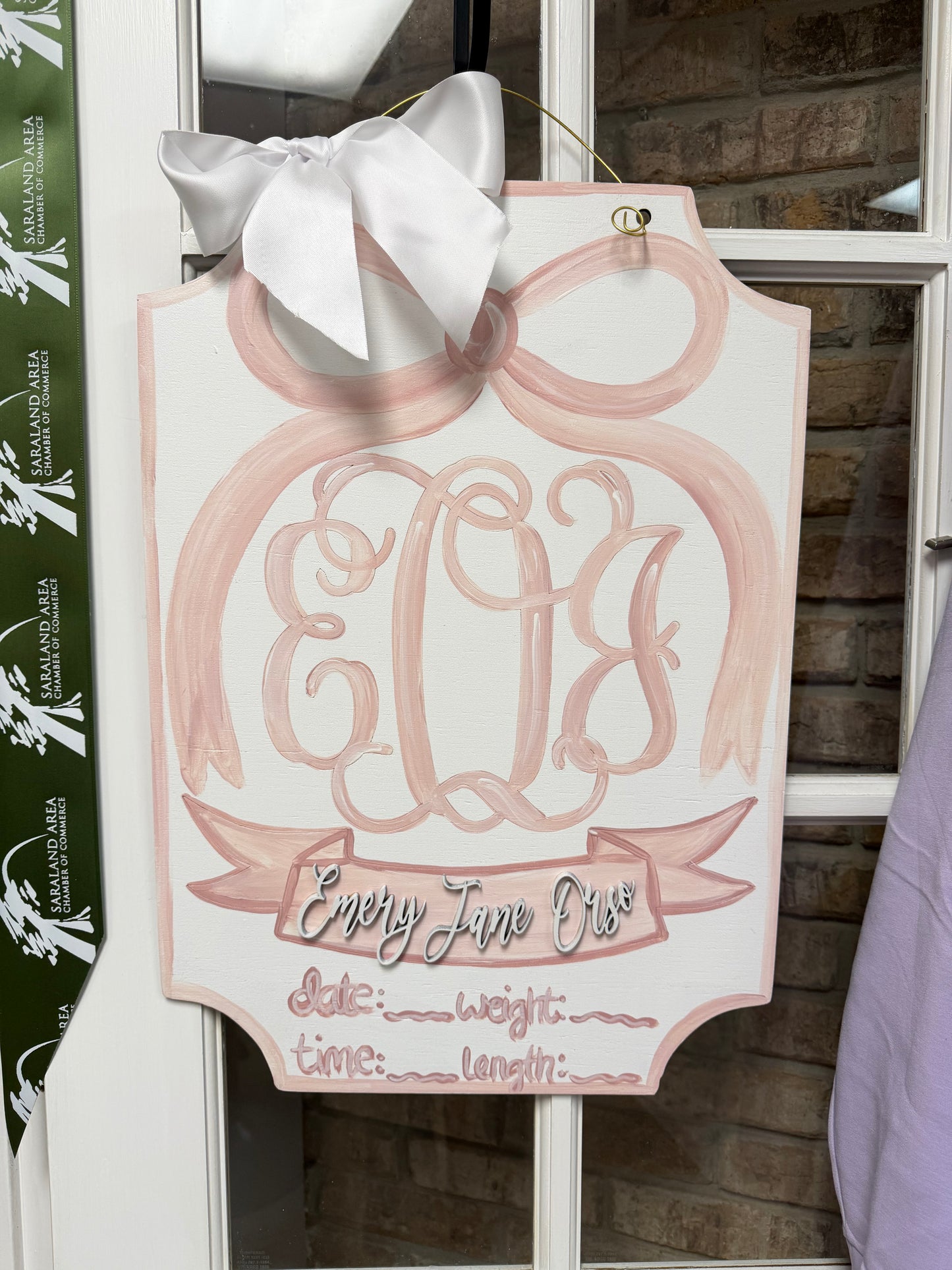Rose Petal Monogram Hospital Door Hanger