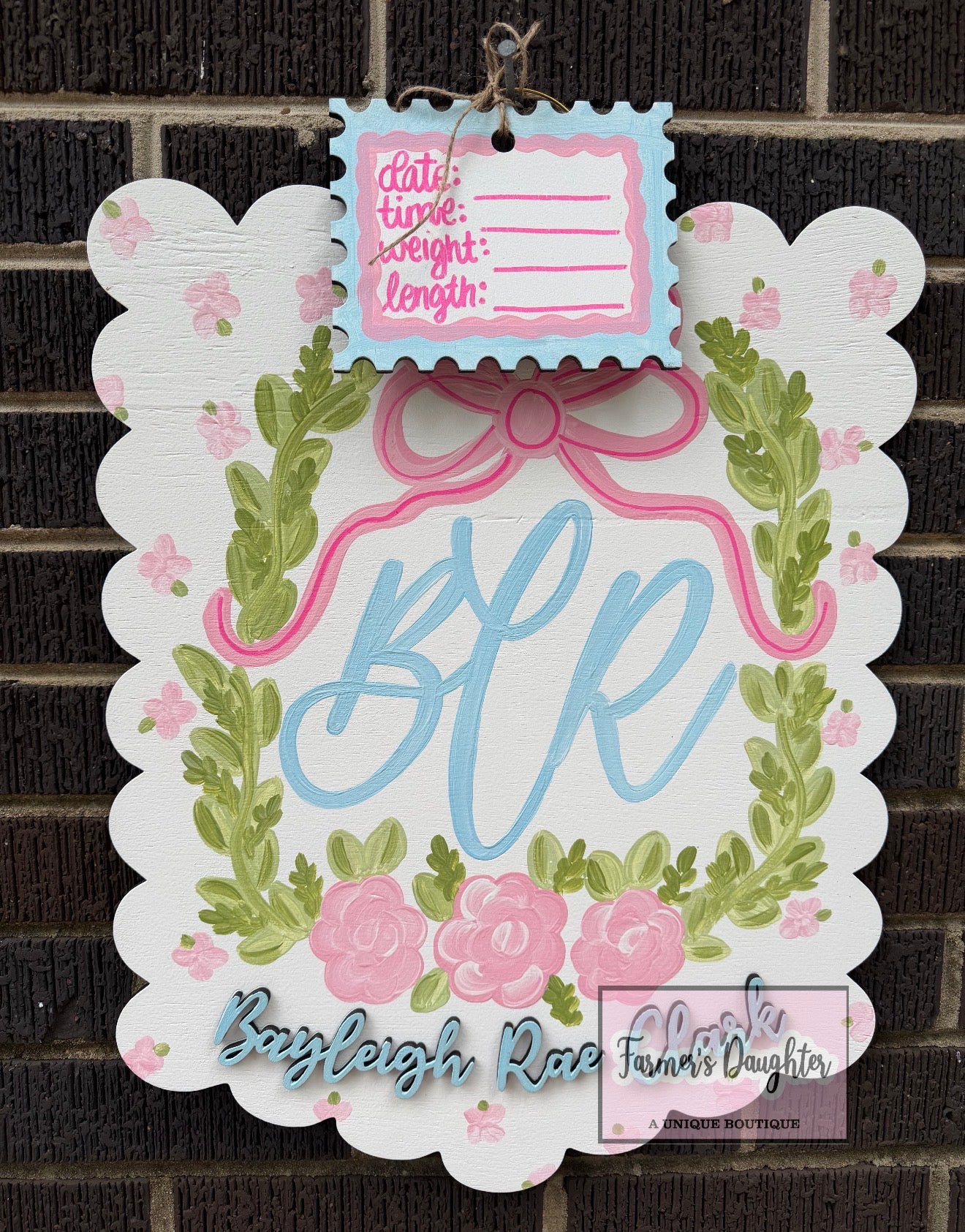 Scallop Pink & Blue Hospital Door Hanger