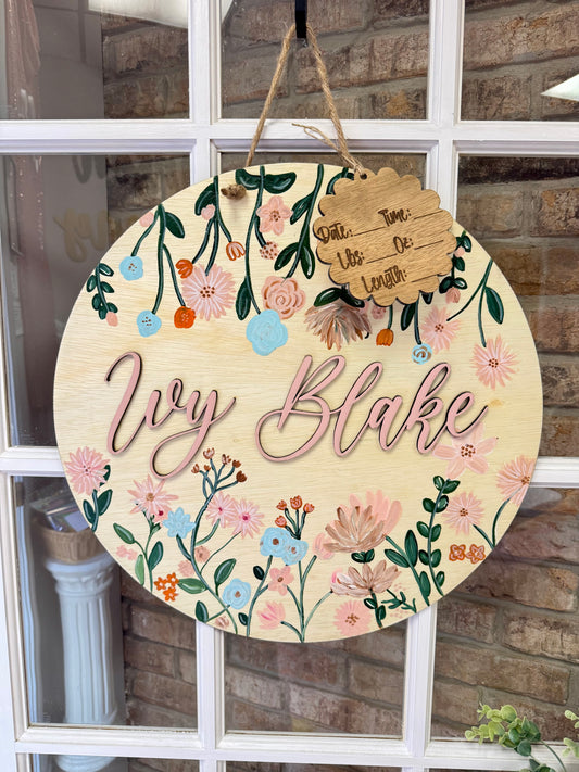 Floral Boho Themed Hospital Door Hanger