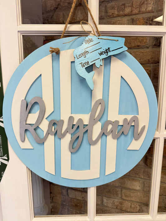 Blue Fish Themed Hospital Door Hanger