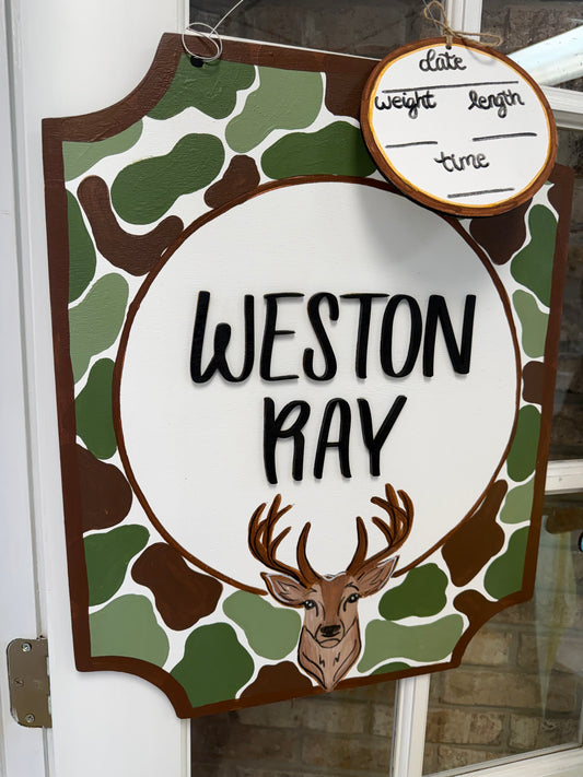 Green Camo Themed Hospital Door Hanger
