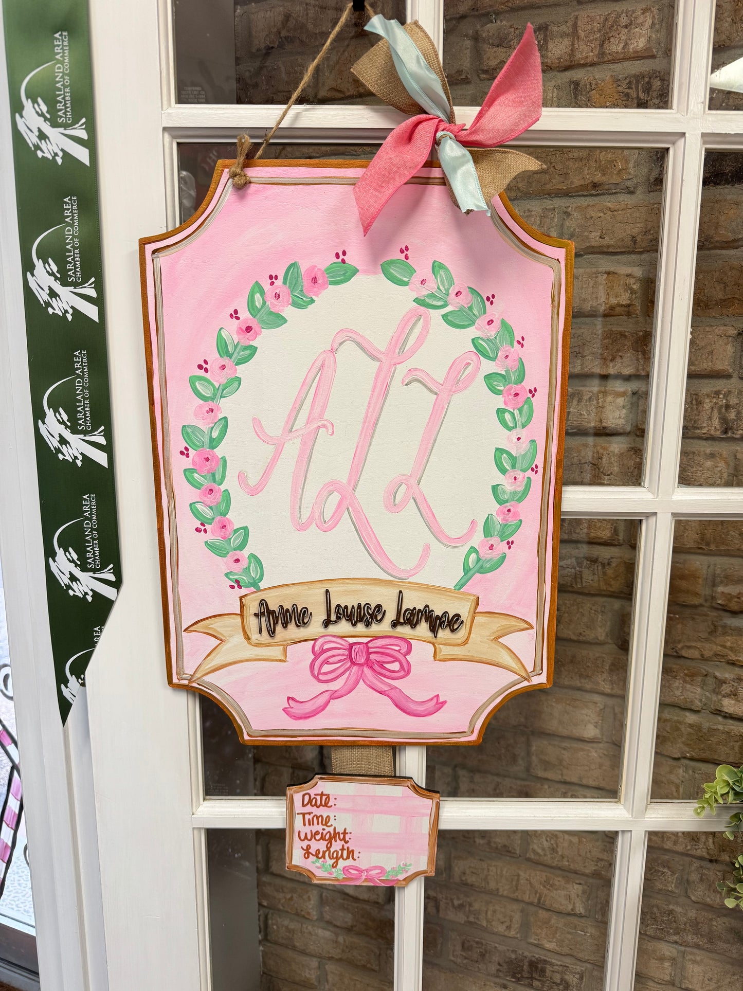 Pink & Teal Hospital Door Hanger