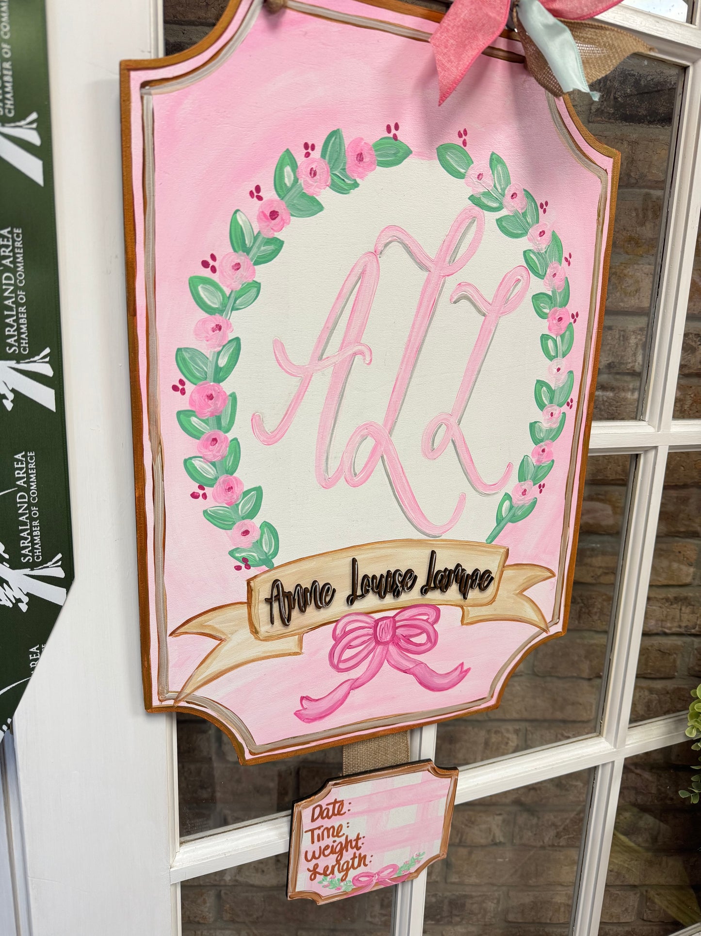 Pink & Teal Hospital Door Hanger