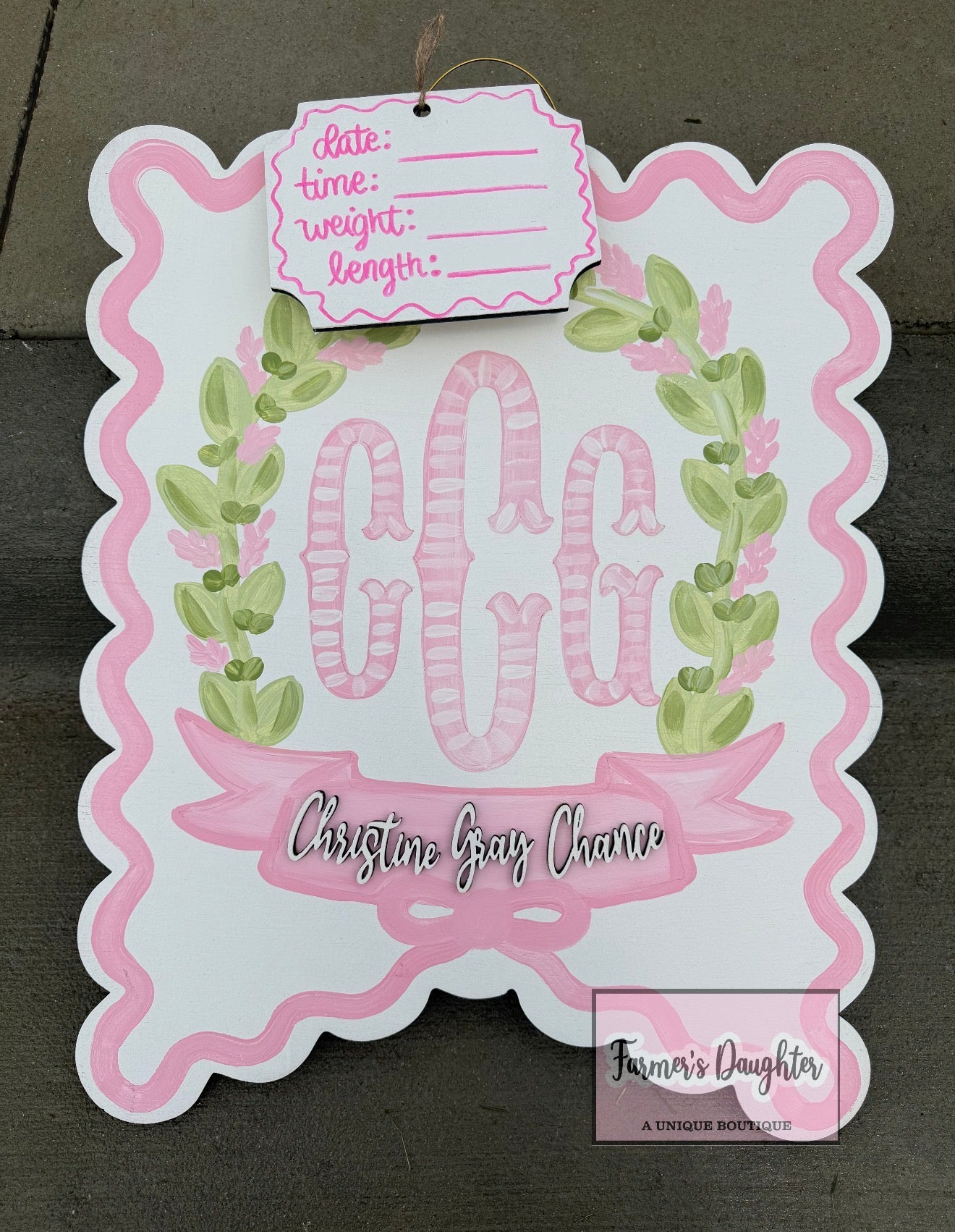 Scallop Pink Hospital Door Hanger