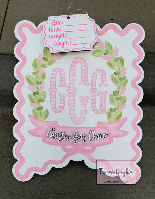 Scallop Pink Hospital Door Hanger