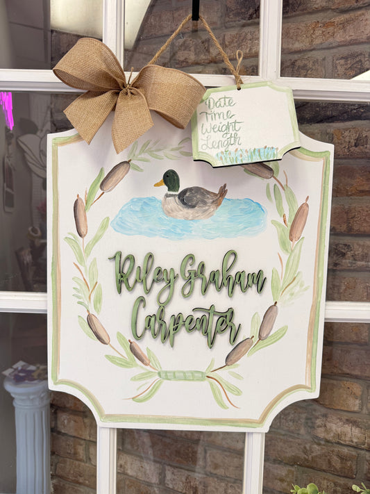 Watercolor Duck Themed Hospital Door Hanger