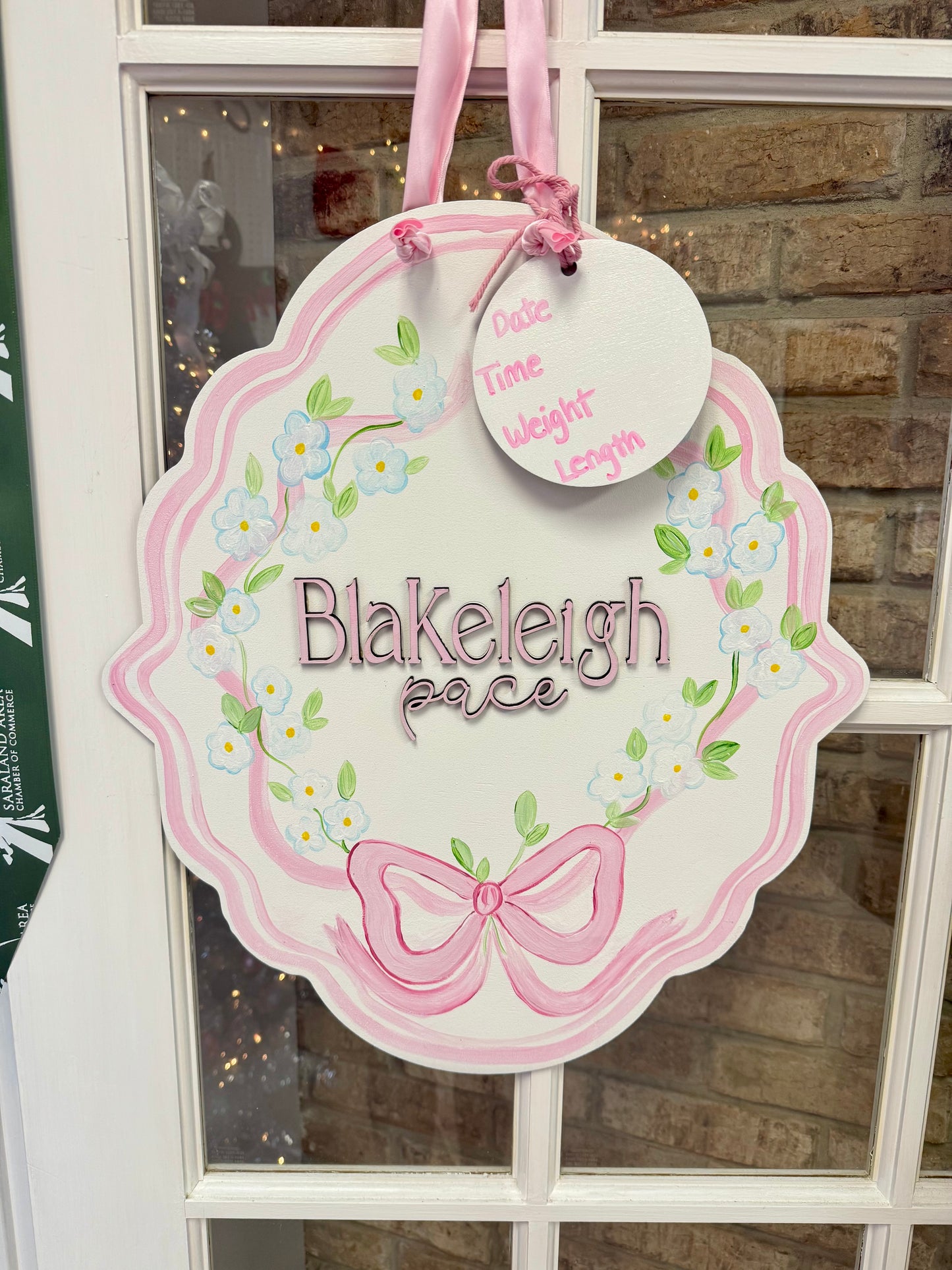 Floral Bow Hospital Door Hanger