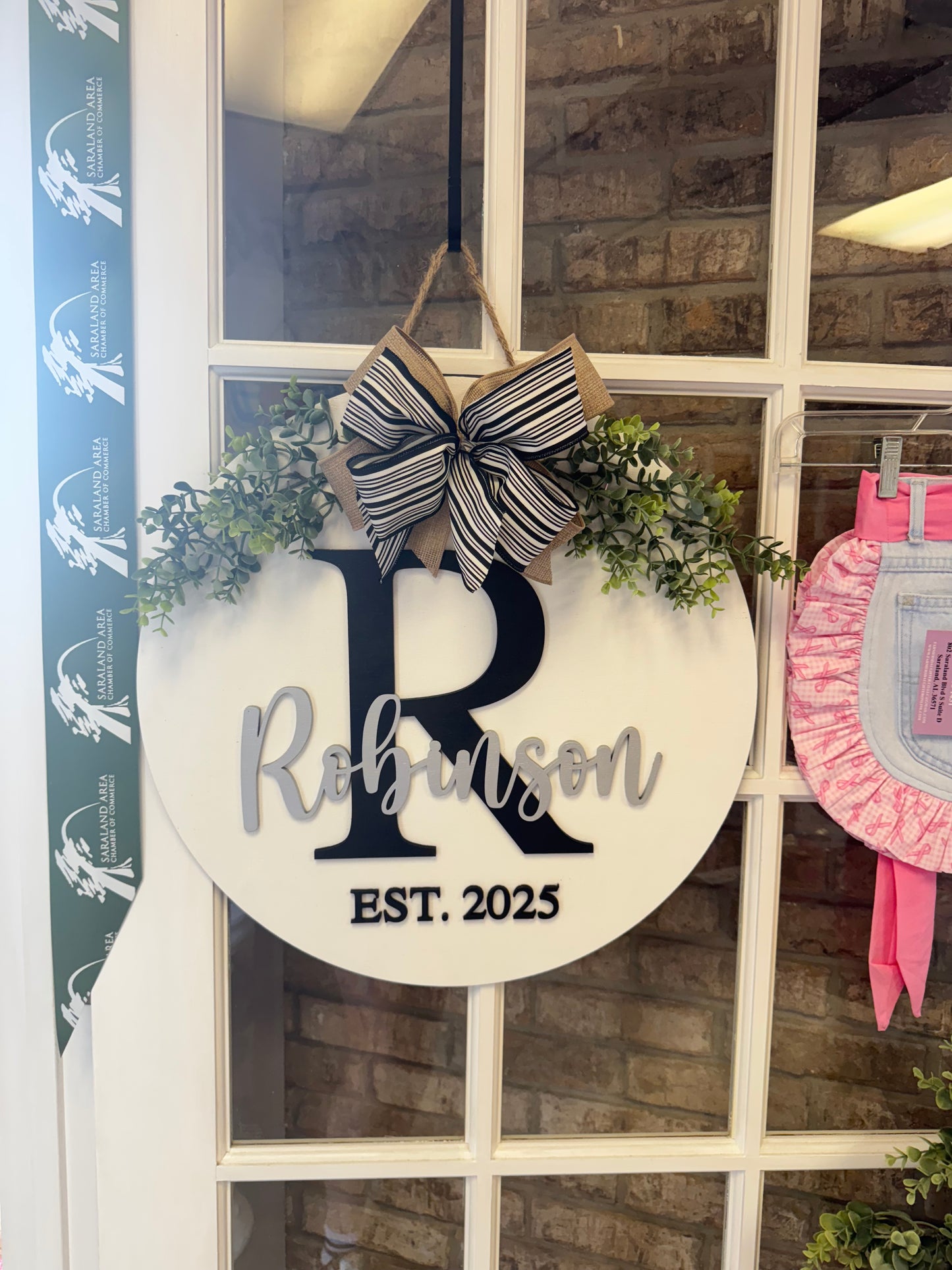 Custom Last Name Door Hanger (B&W)