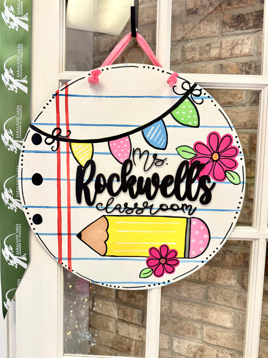 Teacher (Paper Themed) Door Hanger