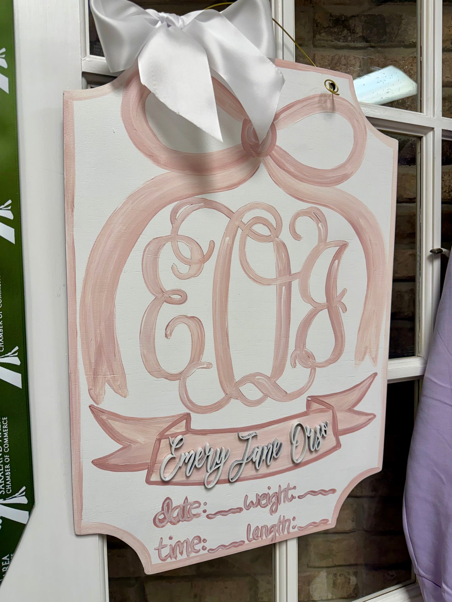 Rose Petal Monogram Hospital Door Hanger