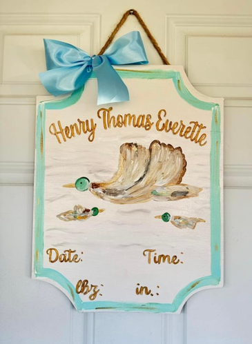 Gold/blue duck hospital hanger | Farmer's Daughter